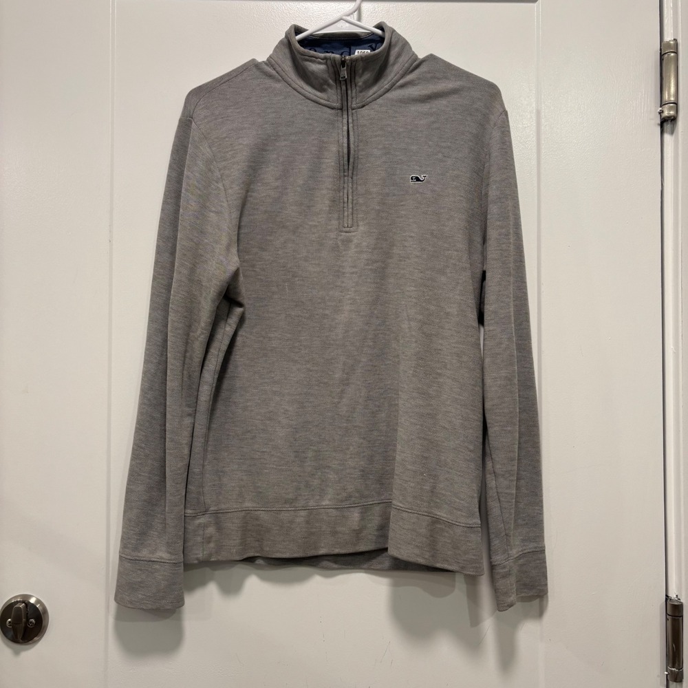 Vineyard Vines Mens XS Gray Pima‎ Cotton Quarter Zip Pullover Sweater Heathered